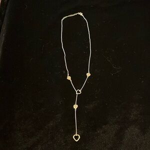 925 Sterling Silver Lariat Heart Love adjustable Necklace